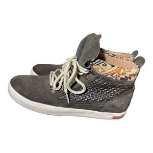 Inkkas brown suede aztec print lace up high tops women 10 and men 8